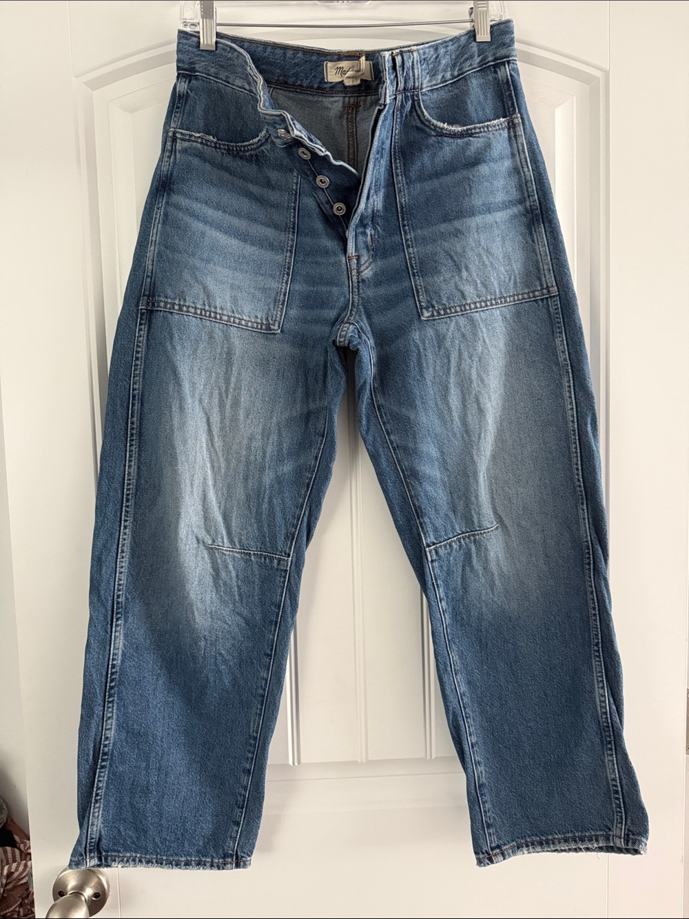 Madewell Mid-Blue Darted Barrel-leg Jean